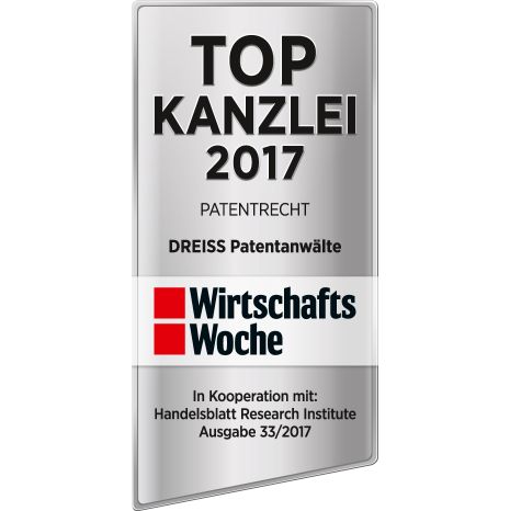 WirtschaftsWoche TOP Kanzlei 2017 Patentrecht DREISS Patentanwälte